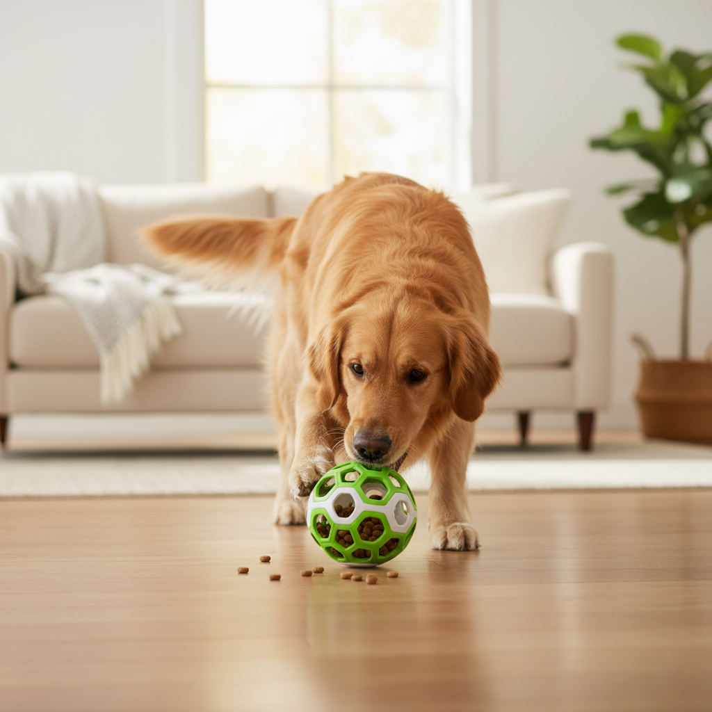 Interactive Dog Toy with Treat Dispenser — enrichment slow-feeding puzzle toy for small dogs, available at PurePupper