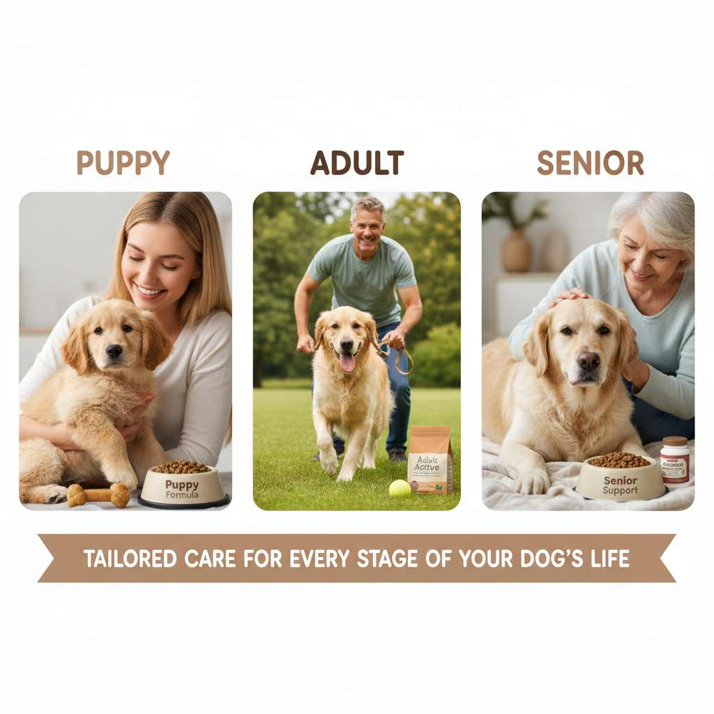 PurePupper Life Stage Care products including supplements, toys, and comfort items for puppies, adult dogs, and seniors