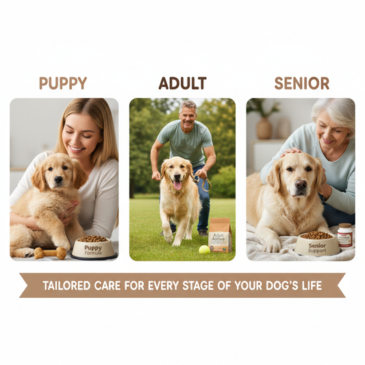 PurePupper Life Stage Care products including supplements, toys, and comfort items for puppies, adult dogs, and seniors