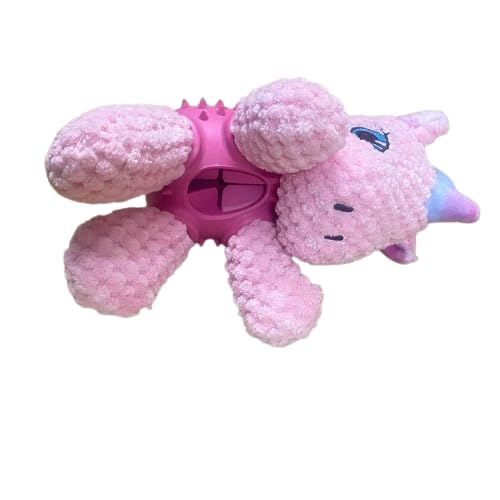 EcoFurball Eco Dog Toy - Plush Rubber Ball Squeaker Toy (Pink Unicorn)