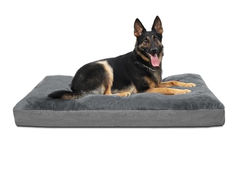NUPIDA Dog Bed for Crate for Medium Large Sized Dog, Machine Washable Bed Plush Pet Kennel Pad with Non-Slip Bottom, Pet Sleeping Mat, 35x23 Inch, Dark Gray