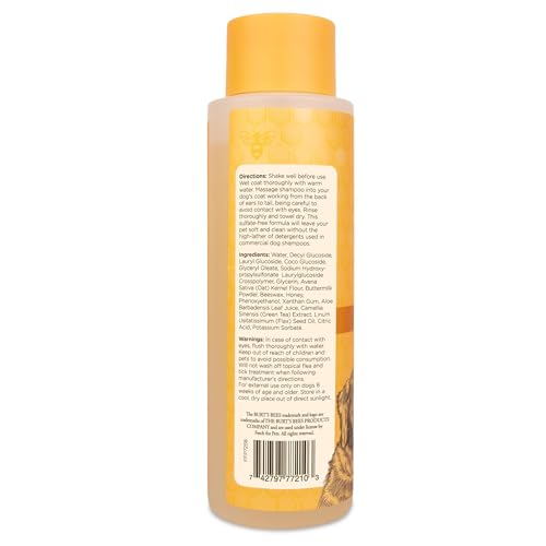 Burt's Bees for Pets Oatmeal Shampoo for Dogs with Colloidal Oat Flour and Honey - Skin Soothing Dog Oatmeal Shampoo, Moisturizing Dog Wash for Itchy Dry Skin, Essential Grooming Supplies, 16 Fl Oz
