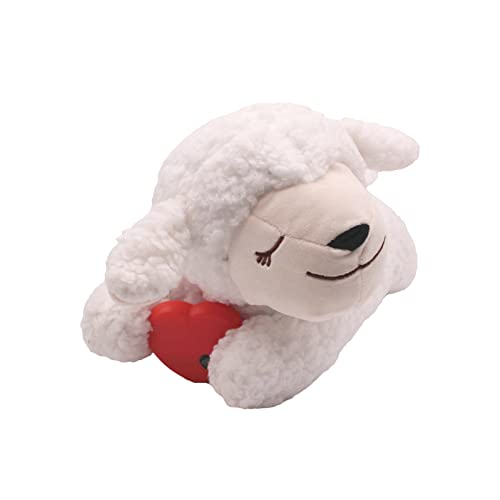 3T GROUP Heartbeat Puppy for Dogs Sleep Aid,Heartbeat Dog Toy for Puppy Essentials,Heartbeat Stuffed Animal Pillow Calming Plush Toys Anxiety Relief Lamb(White)