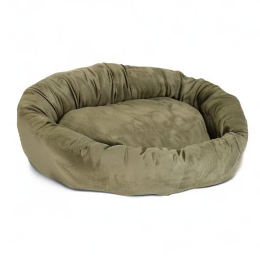Majestic Pet 32 Inch Suede Calming Dog Bed Washable 32x23x7 (Inch) – Cozy Soft Round Donut Dog Bed with Spine Support for Dogs to Rest Their Head - Pet Bed Medium – Sage