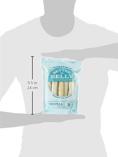 Better Belly Highly Digestible Rawhide Dental Chews, Treat Your Dog to a Chew with NO Artificial Colors or Flavors, 10 Count