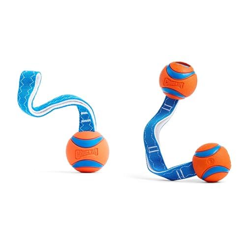Chuckit! Ultra Tug Dog Toy Bundle - Single & Duo Ball Tug Toys for Dogs 20-60 Pounds, Medium 2.5-inch Diameter