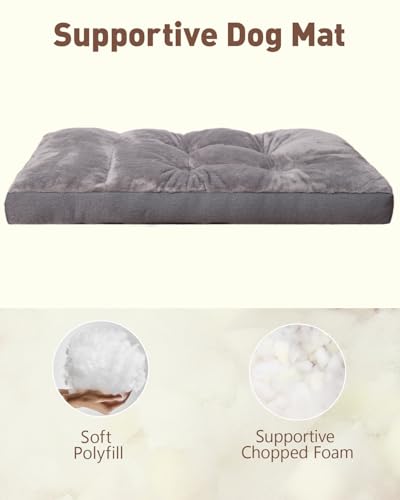 NUPIDA Dog Bed for Crate for Medium Large Sized Dog, Machine Washable Bed Plush Pet Kennel Pad with Non-Slip Bottom, Pet Sleeping Mat, 35x23 Inch, Dark Gray