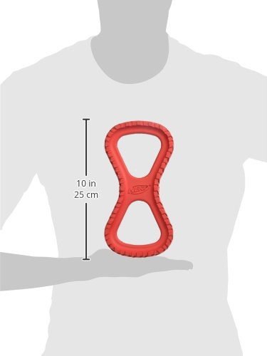 Nerf Dog Rubber Tug Dog Toy with Interactive Tire Track Texture, Lightweight, Durable and Water Resistant, for Medium/Large Breeds, Single Unit, Red