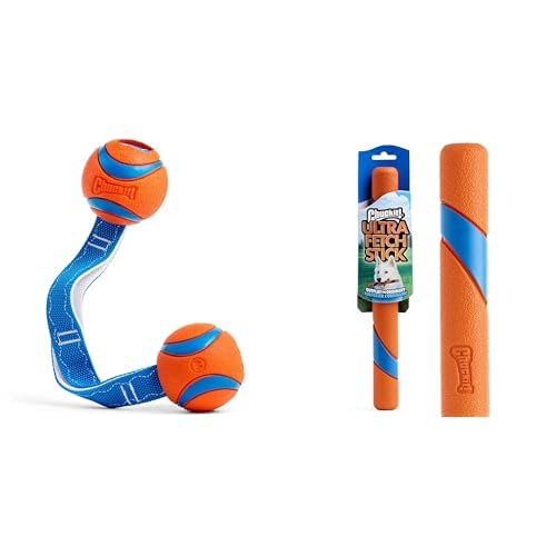 Chuckit! Ultra Dog Toy Bundle - Medium Duo Tug with 2.5" Balls for 20-60 lb Dogs & 12" Ultra Fetch Stick