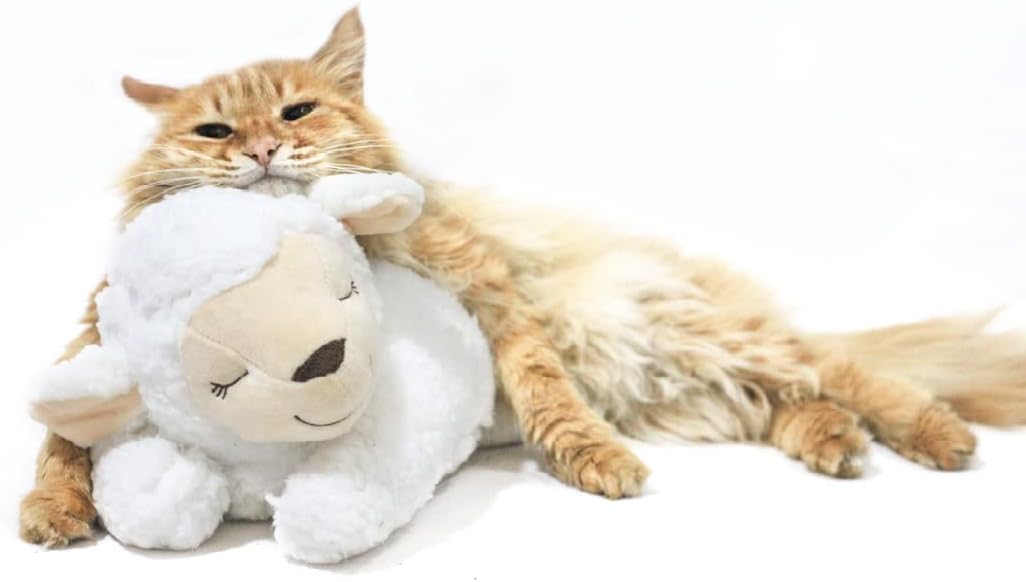 HonourHope Dog Heartbeat Toy for Anxiety Relief, Soft Plush Pet Calming Aid - Sheep
