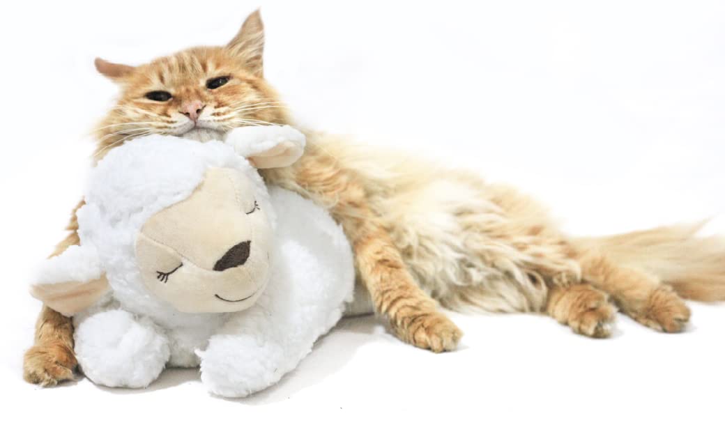 HonourHope Dog Heartbeat Toy for Anxiety Relief, Soft Plush Pet Calming Aid - Sheep