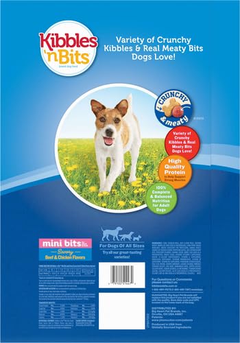 Kibbles 'N Bits Small Breed Mini Bits Savory Beef & Chicken Flavors Dog Food, 16-Pound(Pack of 1)