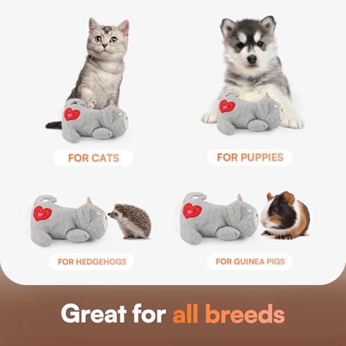 ALL FOR PAWS Heartbeat Cat Plush Toy – Calming Kitten Companion with Realistic Heartbeat, Anxiety Relief for Indoor Cats Dogs Pets