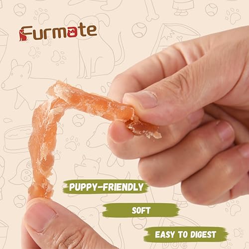 Furmate Chicken Jerky Strips Dog Treats, Chicken Breast Only Training Treats for Dogs,High Protein Low in Fat,Gluten-Free & Rawhide-Free,Healthy Skin & Shiny Coat,for All Life Stage Dogs,10.58 oz