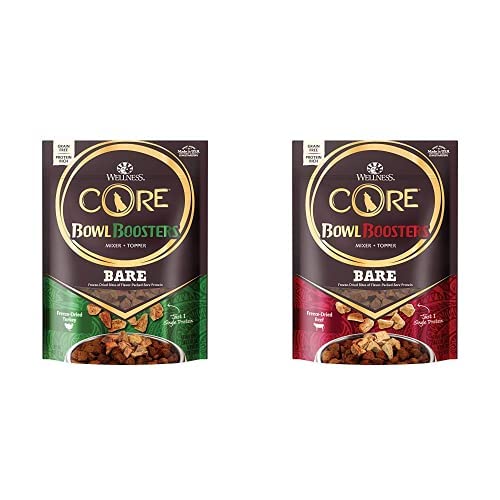 Bundle of Wellness CORE Natural Grain Free Bare Bowl Boosters Tender Dog Food Mixer Or Topper (Turkey & Beef, 4-Ounce Bag)