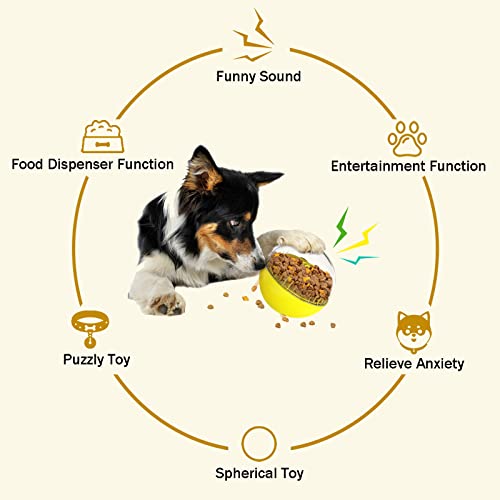 Kubatis Dog Toys - Interactive Puzzle Feeder Balls for Large Dogs, Funny Squeaky Toys for Chewers (Yellow)