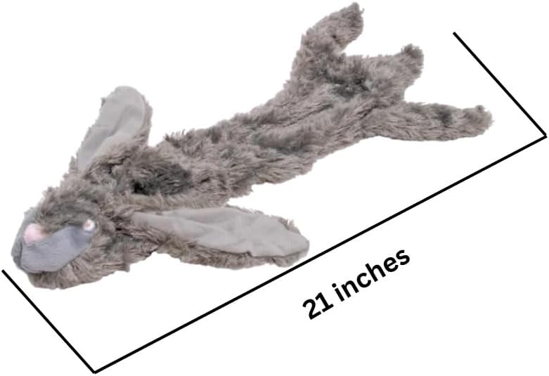 Dog Toy with Squeakers, Set of Unstuffed Rabbit and Skunk, Flat Stuffing Free Soft Chew Toy for Small Medium and Large Dogs, Fetch, Training, Interactive Play, 21 Inch