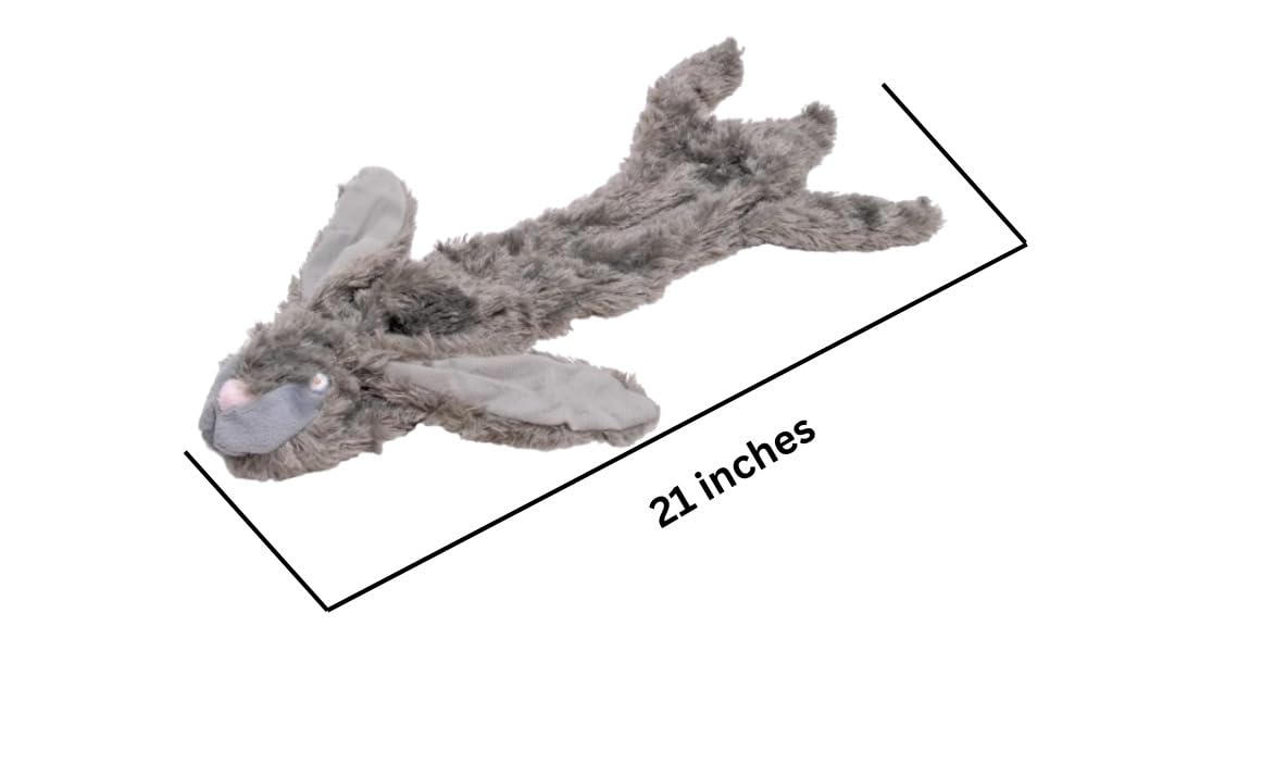 Dog Toy with Squeakers, Set of Unstuffed Rabbit and Skunk, Flat Stuffing Free Soft Chew Toy for Small Medium and Large Dogs, Fetch, Training, Interactive Play, 21 Inch