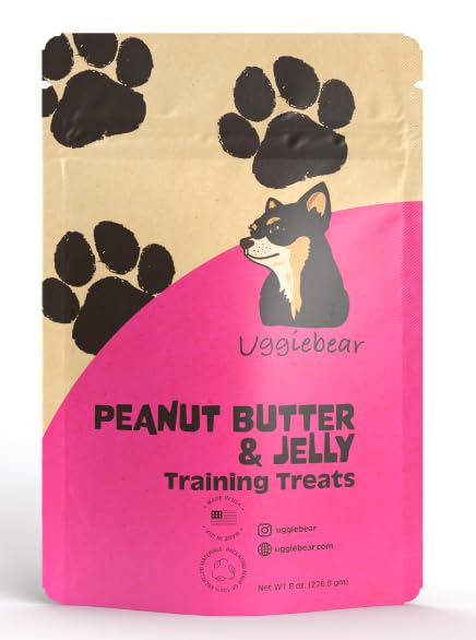 Uggiebear Grain Free, All Natural, Peanut Butter & Jelly Flavored, Healthy Low Calorie Dog Treats, Made in The USA
