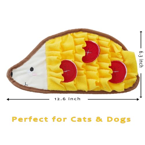 WhaleGate Snuffle Mat for Dogs & Cats - Polartec Sniffing Mat with Crinkle Paper | Stress Relief & Foraging Toy | Durable, Interactive Feeding Mat (Yellow Hedgehog)