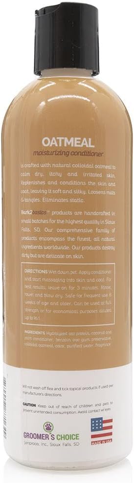 Bark2Basics Oatmeal Dog Conditioner, 16 oz - Natural Colloidal Oatmeal, Moisturizing, Relieves Dry Itchy Skin, Eliminates Static, Coconut Fragrance