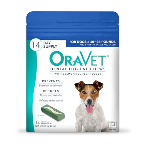 OraVet Dental Hygiene Chews for Small Dogs, Oral Care with Delmopinol, Vanilla Flavor, 14 Count