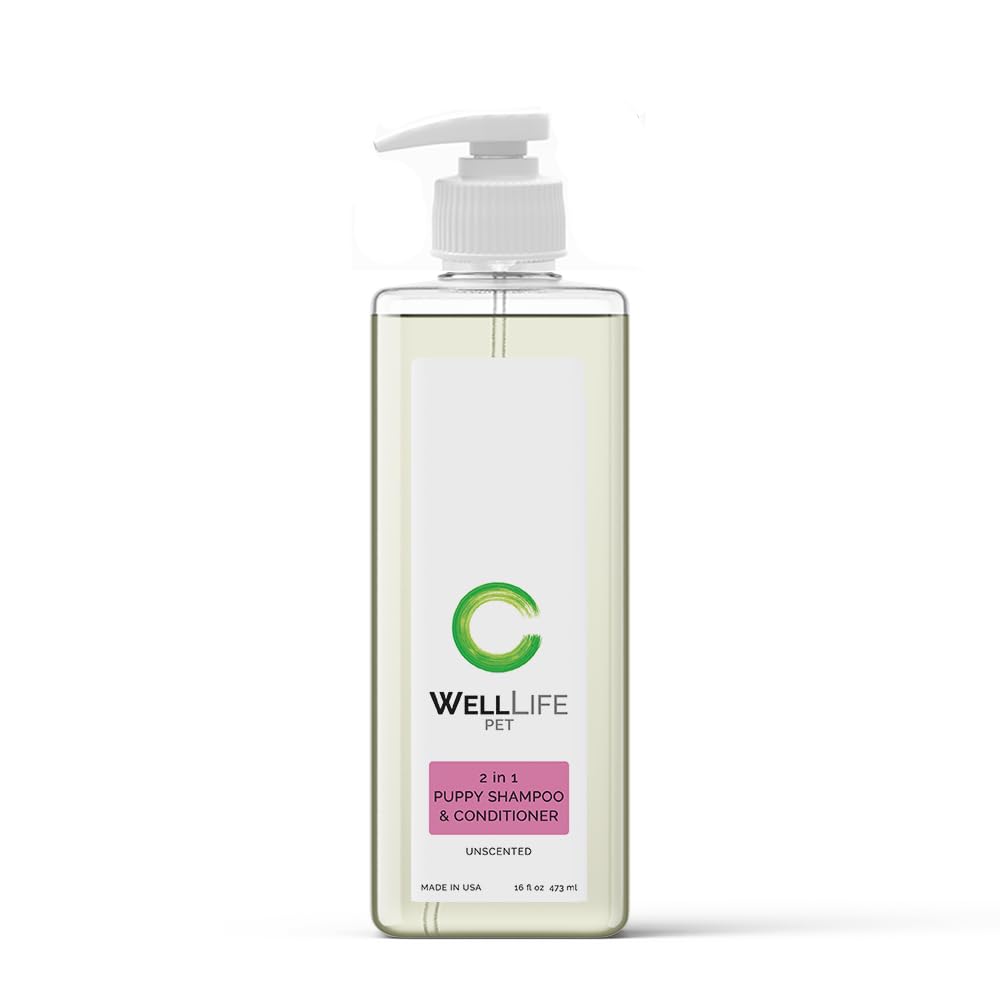 2 in 1 Conditioning Puppy Shampoo Tearless Conditioning Shampoo - Plant-Based Ingredients, Jojoba Oil, Gentle Cleansers - Suitable for All Ages and Skin Types, Dry, Itchy, Normal