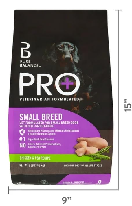 Pur Balence Pro+ Small Breed Chicken & Pea Recipe Dry Dog Food, for Small Breeds & All Life Stages 8 lbs (8LBS Bag)