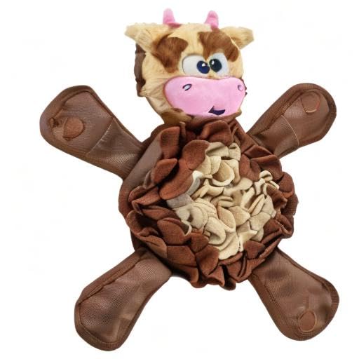 Outward Hound by Nina Ottosson Snuffle Palz Plush Snuffle Mat Dog Treat Puzzle, Non-Slip, Brown, Cow, Large