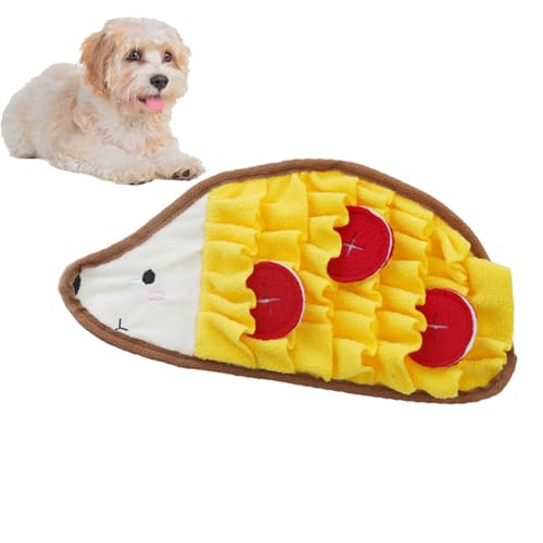 WhaleGate Snuffle Mat for Dogs & Cats - Polartec Sniffing Mat with Crinkle Paper | Stress Relief & Foraging Toy | Durable, Interactive Feeding Mat (Yellow Hedgehog)