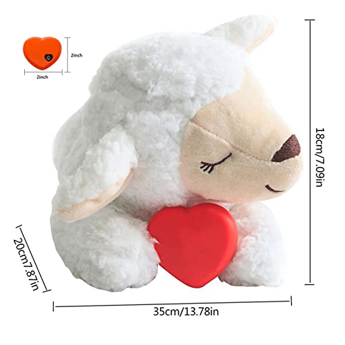 3T GROUP Heartbeat Puppy for Dogs Sleep Aid,Heartbeat Dog Toy for Puppy Essentials,Heartbeat Stuffed Animal Pillow Calming Plush Toys Anxiety Relief Lamb(White)