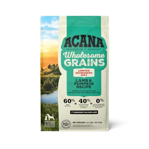 ACANA Wholesome Grains Dry Dog Food Limited Ingredient Lamb & Pumpkin Recipe 22.5lb Bag