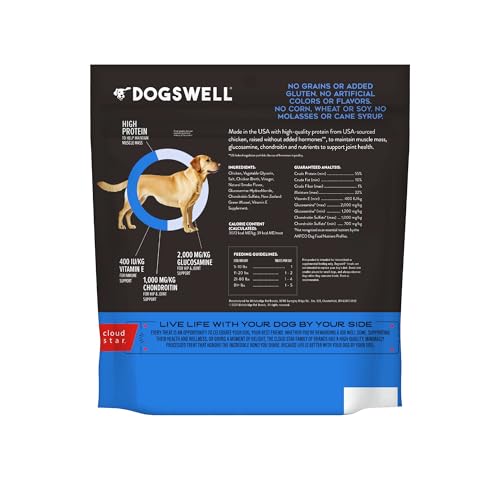 Dogswell Jerky Hip and Joint Dog Treats Grain Free Made in USA Only, Glucosamine and Chondroitin, 24 oz Chicken