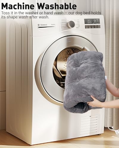 NUPIDA Dog Bed for Crate for Medium Large Sized Dog, Machine Washable Bed Plush Pet Kennel Pad with Non-Slip Bottom, Pet Sleeping Mat, 35x23 Inch, Dark Gray