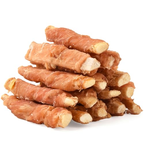 ASMPET Dog Treats Chews, Chicken Wrapped Beef Cartilage, Rawhide Free & Grain Free Dog Snacks 10.6 oz