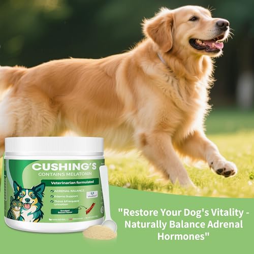 Canine Cushing's Support - Melatonin Adrenal Balance Powder | Veterinary Formula with Ashwagandha, Astragalus, and Milk Thistle - Cortisol and Adrenal Health Relief, 120g