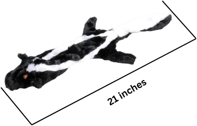 Dog Toy with Squeakers, Set of Unstuffed Rabbit and Skunk, Flat Stuffing Free Soft Chew Toy for Small Medium and Large Dogs, Fetch, Training, Interactive Play, 21 Inch