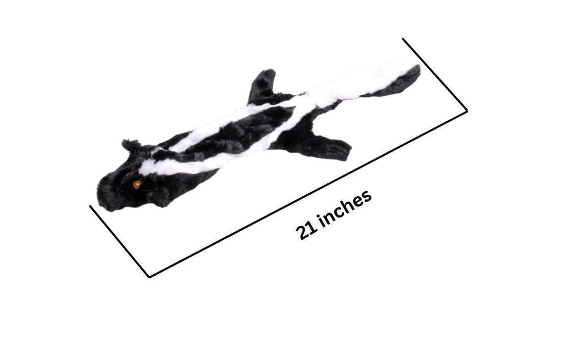 Dog Toy with Squeakers, Set of Unstuffed Rabbit and Skunk, Flat Stuffing Free Soft Chew Toy for Small Medium and Large Dogs, Fetch, Training, Interactive Play, 21 Inch