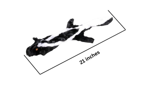 Dog Toy with Squeakers, Set of Unstuffed Rabbit and Skunk, Flat Stuffing Free Soft Chew Toy for Small Medium and Large Dogs, Fetch, Training, Interactive Play, 21 Inch