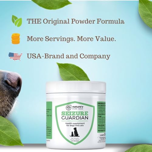 Seizure Support and Calming Aid for Dogs and Cats - All Natural Epilepsy and Seizure Aid. Ashwagandha, Blue Vervain, Valerian, L-tryptophan, L-Taurine, Chamomile, Milk Thistle, Turmeric.