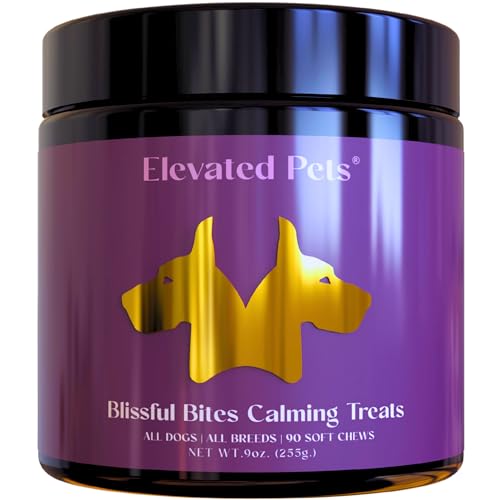 Elevated Pets Calming Dog Treats for Anxiety Relief – Melatonin, Chamomile & L-Theanine | Sleep & Stress Support for Travel, Thunder, Barking