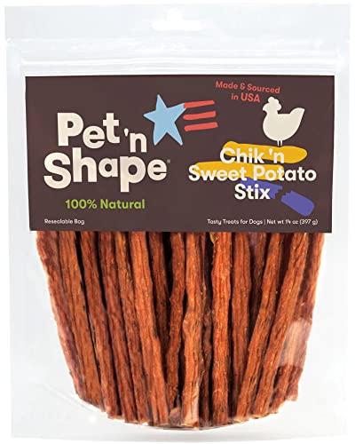 Pet 'n Shape Chik 'n Sweet Potato Stix Dog Treats – Made and Sourced in the USA - 14 Ounce