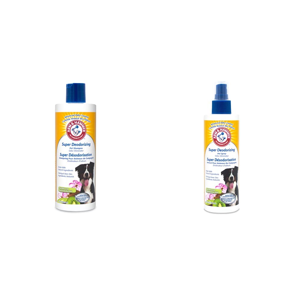 Arm & Hammer for Pets Super Deodorizing Kiwi Blossom Dog Shampoo and Spray Combo Pack | Arm & Hammer Baking Soda for Dogs Shampoo and Spray