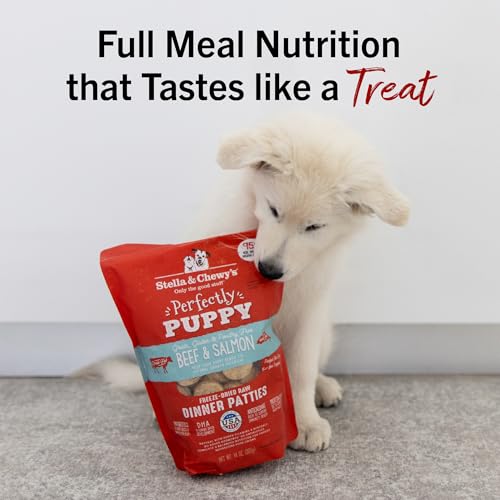 Stella & Chewy's Freeze Dried Raw Dinner Patties – Crafted for Puppies – Grain Free, Protein Rich Perfectly Puppy Beef & Salmon Recipe – 5.5 oz Bag, Pack of 1