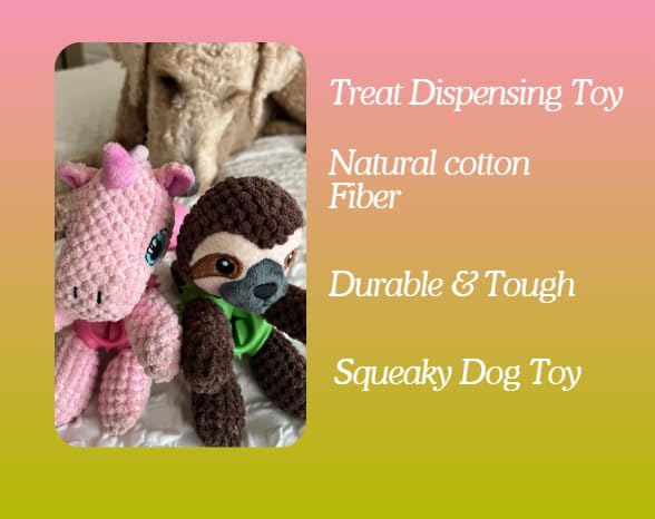 EcoFurball Eco Dog Toy - Plush Rubber Ball Squeaker Toy (Pink Unicorn)