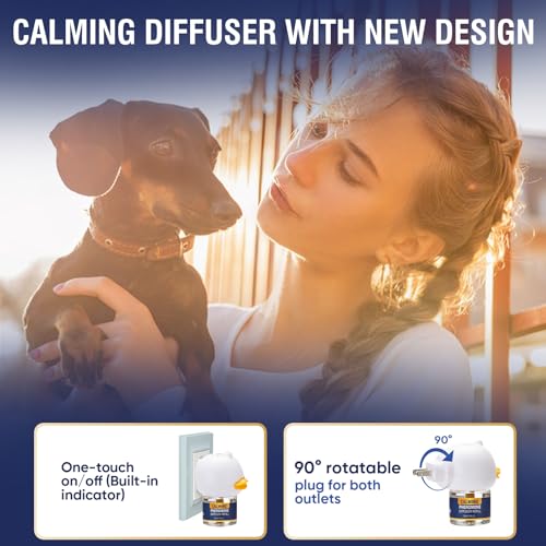 LKBHGF Dog Calming Pheromones Diffuser 6 in 1 Kit Appeasing Pheromone Diffuser to Calm (2 Plug in+4 Pack 48ml Refill) for Anxiety Relief Reduce Aggression Fighting Barking Stress 120 Day Supply