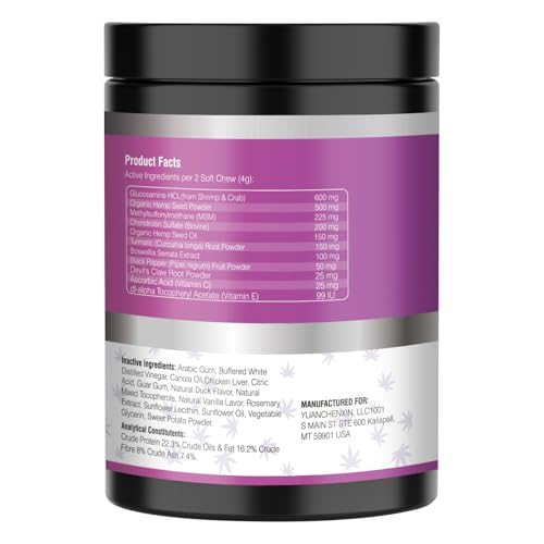 Glucosamine for Dogs 200pcs Joint Support Supplement Dog Hip and Joint Chondroitin Chews Treats with MSM Hemp Dog Joint Pain Relief Mobility Supplements Chicken Flavor Fit All Large Small Medium Breed