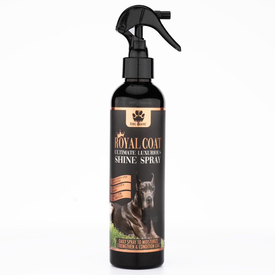 King Kanine Coat Shine Dog Spray - Royal Coat Dog Spray Deodorizer Perfume - Premium Moisturizing Coat and Shine Spray - Promotes Soft Healthy Skin - 8oz