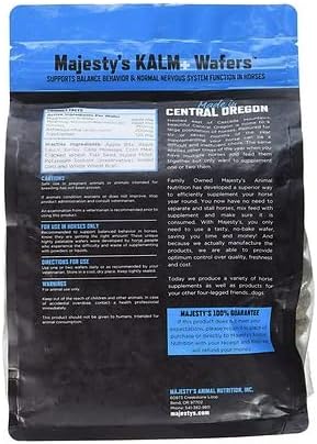 Majesty's Kalm Wafers - Supports Horse / Equine Balanced Behavior and Normal Nervous System Function - Tryptophan, Vitamin B1, Winter Cherry, Inositol - 30 Count (1 Month Supply)