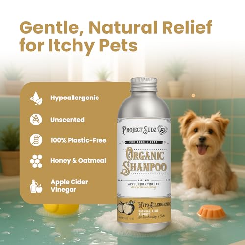 Project Sudz Hypoallergenic Dog Shampoo – Oatmeal & Honey | Extra Gentle, Unscented Pet Shampoo for Sensitive Skin | Safe for Puppies, Eco-Friendly & Made in USA